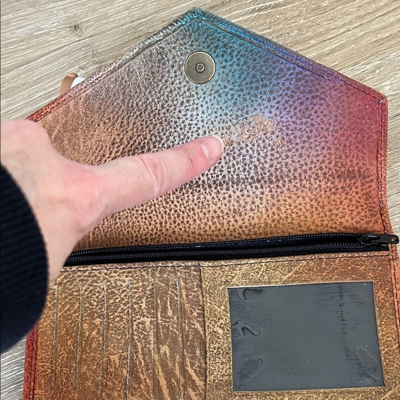 Anuschka Hand Painted Artistic Butterfly & Flowers Wallet - Picture 7 of 9